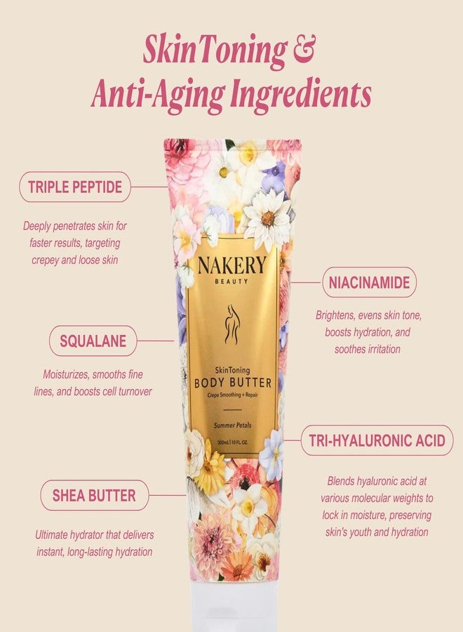 Nakery Skin Toning Body Butter for Women - Firming Body Lotion for Women - Peptide Infused Body Lotion for Crepey & Sagging Skin - Skin Firming Lotion for Neck, Arms & Legs - Summer Petals - Image 2