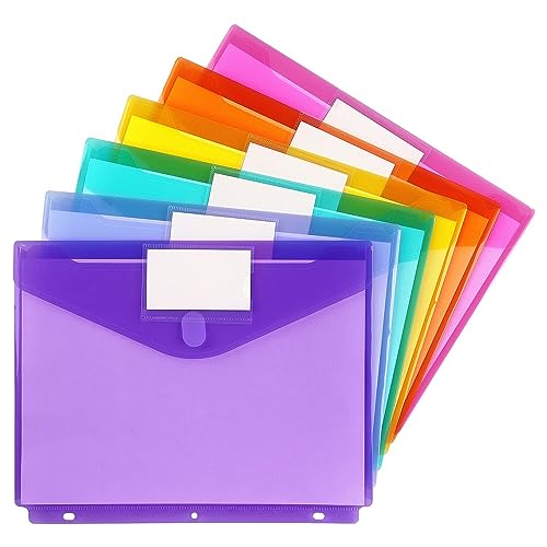 Tamaki 6 Pack Binder Pocket, Plastic Folders with Label, Binder Organizer, Binder Dividers with Pockets, Letter Size, Assorted Colors - Image 1