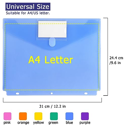 Tamaki 6 Pack Binder Pocket, Plastic Folders with Label, Binder Organizer, Binder Dividers with Pockets, Letter Size, Assorted Colors - Image 3