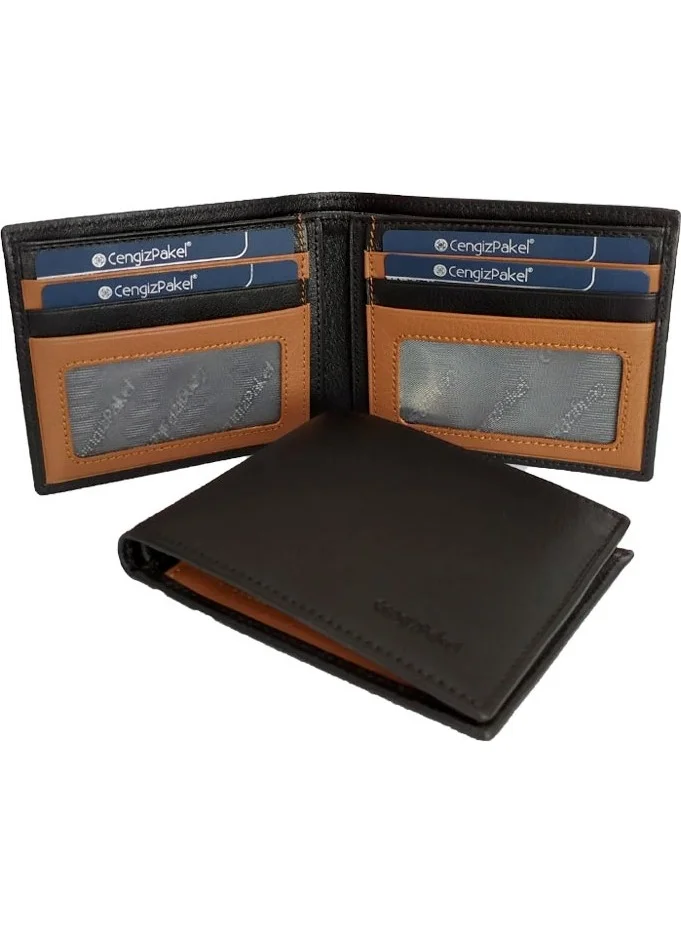 Cengiz Pakel Leather Men's Wallet Black - Tan 500ST
