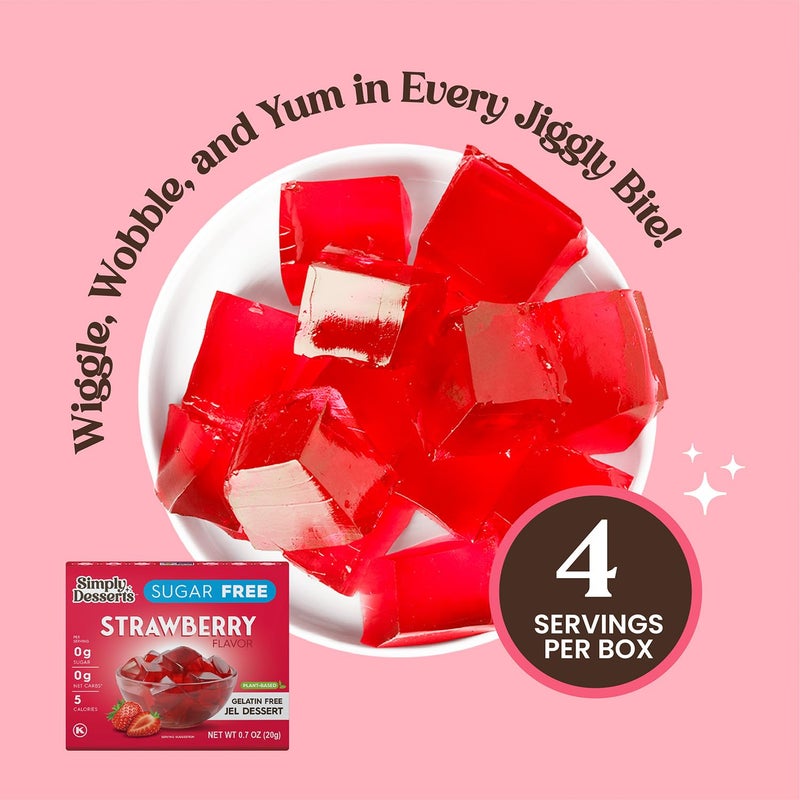 Simply Delish Simply Desserts Sugar-Free Strawberry Jel, 6-Pack - Vegan Dessert, Keto Snacks, Diabetic Friendly & Kosher, 1.7 Oz Ea - Image 5