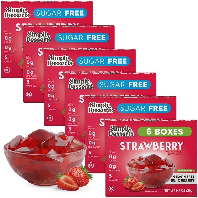 Simply Delish Simply Desserts Sugar-Free Strawberry Jel, 6-Pack - Vegan Dessert, Keto Snacks, Diabetic Friendly & Kosher, 1.7 Oz Ea - Image 1