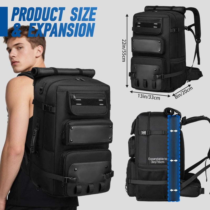 RUCYEN Large Carry on Travel Backpack, 50L Travel Backpack for Men Women Carry On Bags for Airplane fit 17 Inch Laptop, Nylon Duffle Luggage Bag - Image 5
