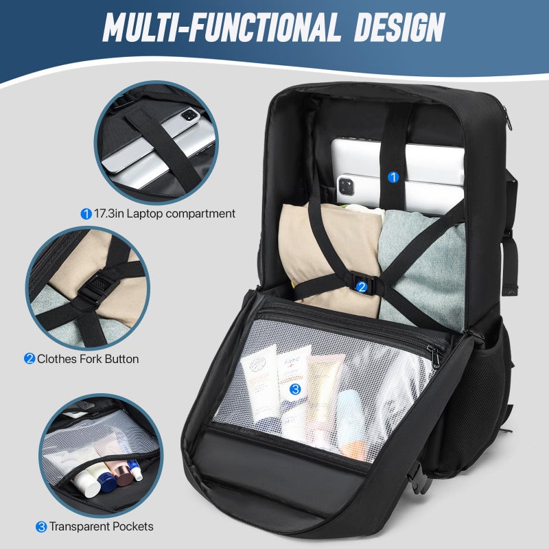 RUCYEN Large Carry on Travel Backpack, 50L Travel Backpack for Men Women Carry On Bags for Airplane fit 17 Inch Laptop, Nylon Duffle Luggage Bag - Image 2