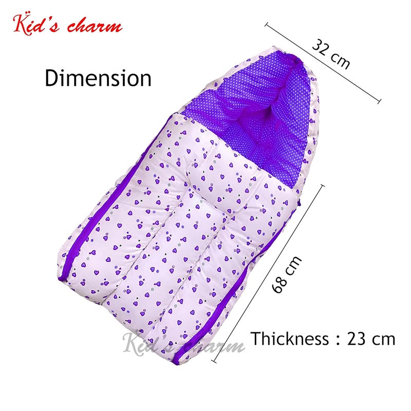 Kid's Charm Kids Charm Little Heart 4 PCS Combo Set3 in 1 Babys Carry Bed5 in 1 Babys Feeding Pillow with Safety Belt2 in 1 Babys Cotton with Mosquito Net2 in 1 Babys Sleeping Bed for 04 Months Grey - Image 3