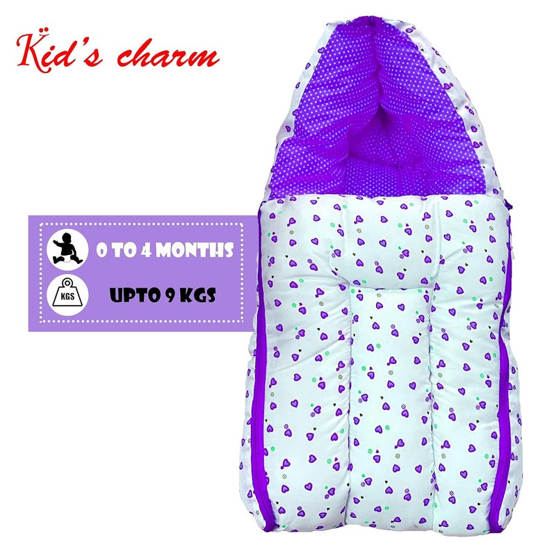 Kid's Charm Kids Charm Little Heart 4 PCS Combo Set3 in 1 Babys Carry Bed5 in 1 Babys Feeding Pillow with Safety Belt2 in 1 Babys Cotton with Mosquito Net2 in 1 Babys Sleeping Bed for 04 Months Grey - Image 4