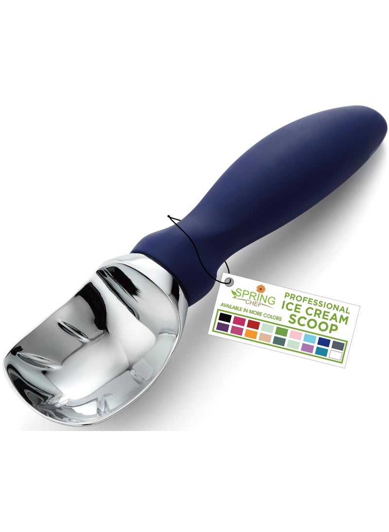 Spring Chef Spring Chef Ice Cream Scoop with Soft Grip Handle Professional Heavy Duty Sturdy Scooper Premium Kitchen Tool for Cookie Dough Gelato Sorbet Sapphire 