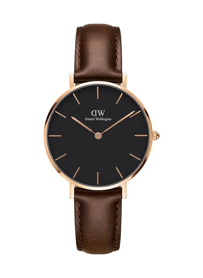 DANIEL WELLINGTON - Daniel Wellington Petite Bristol Black Watches for Women with Italian Brown Leather Strap - 32mm - Image 1