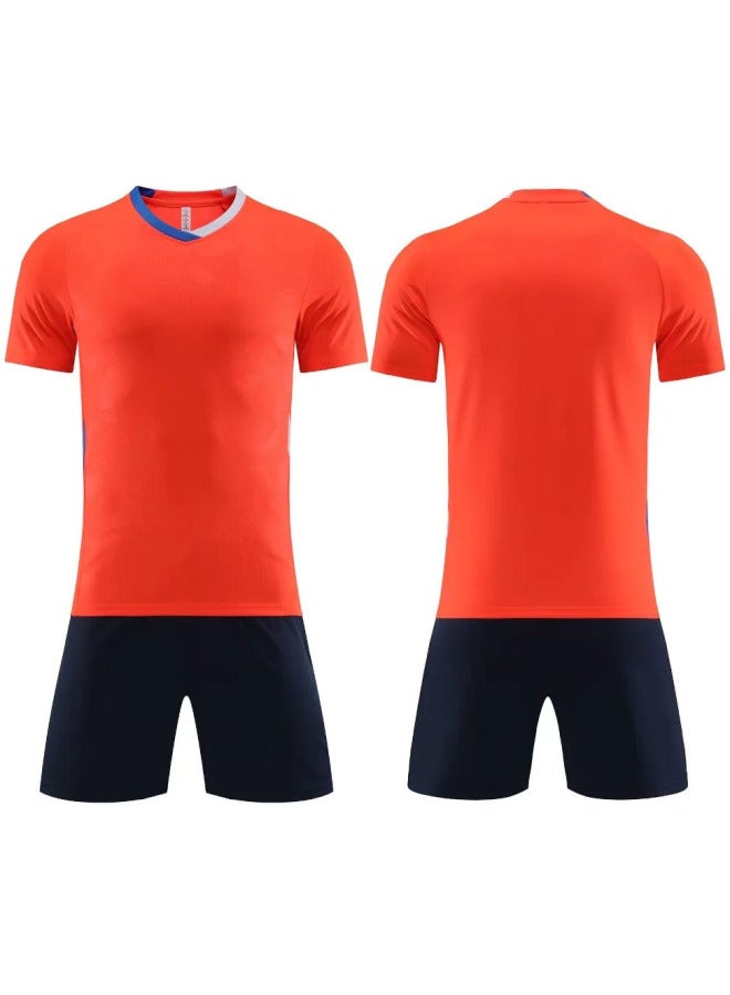 2025 Children's Football Jersey Set Summer Training Short Sleeve with Pockets Fluorescent Orange