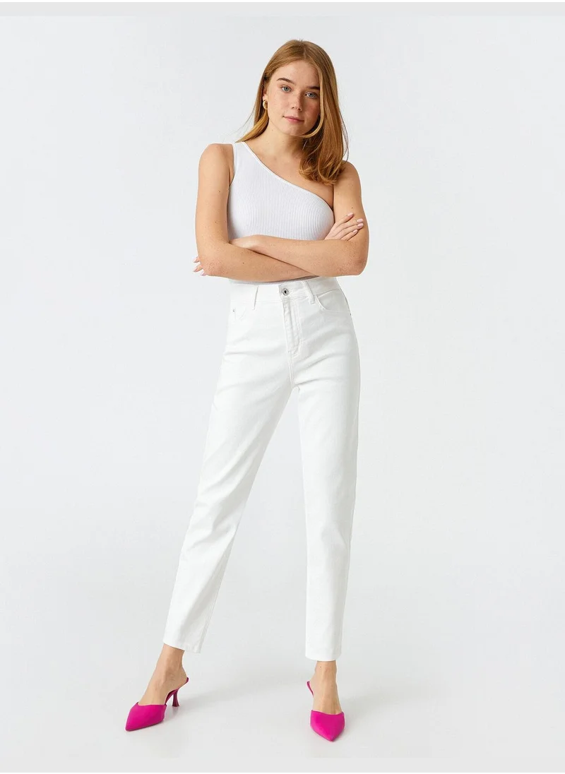 كوتون High Waist Skinny Leg Cotton Mom Slim Jean