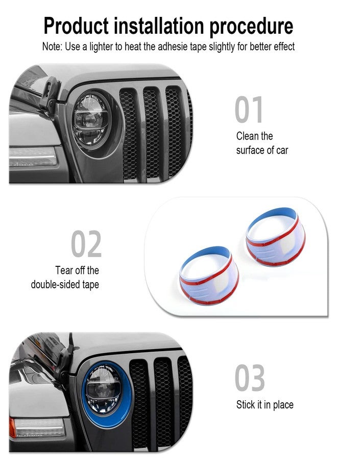 CheroCar for JL Mesh Grille Grill Insert & Headlight Turn Light Cover Trim Exterior Accessories for Jeep Wrangler JL 2018-2022, Blue - Image 5