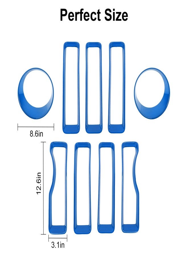 CheroCar for JL Mesh Grille Grill Insert & Headlight Turn Light Cover Trim Exterior Accessories for Jeep Wrangler JL 2018-2022, Blue - Image 3