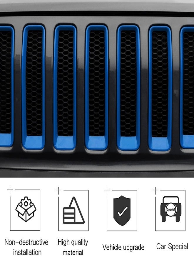 CheroCar for JL Mesh Grille Grill Insert & Headlight Turn Light Cover Trim Exterior Accessories for Jeep Wrangler JL 2018-2022, Blue - Image 4