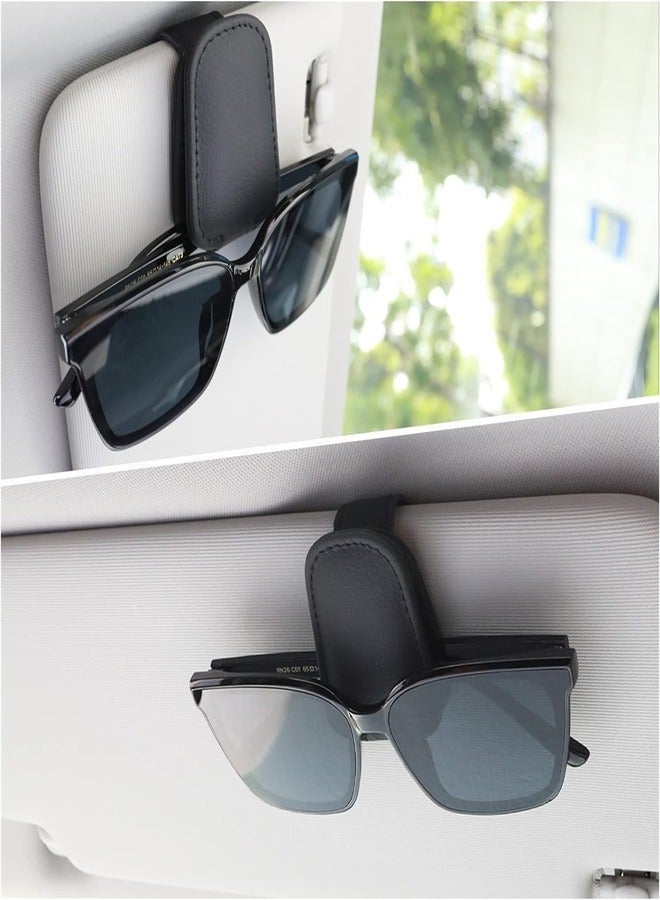 Sunglass Holder for Car Visor, 2 Packs Magnetic Leather Eyeglass Hanger Clip for Car, Car Visor Accessories - Image 4