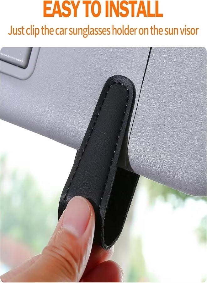 Sunglass Holder for Car Visor, 2 Packs Magnetic Leather Eyeglass Hanger Clip for Car, Car Visor Accessories - Image 5