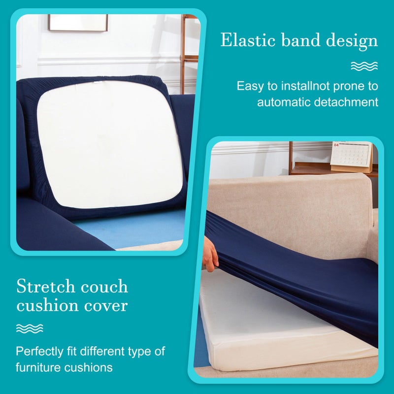 BIETYONE 12 Pcs Stretch Patio Cushion Covers,Outdoor Couch Covers Replacement,Outdoor Couch & Sofa Slipcovers,for Patio Furniture Cushion Covers,Washable Reusable Furniture Protector(Navy Blue,Cover Only) - Image 5
