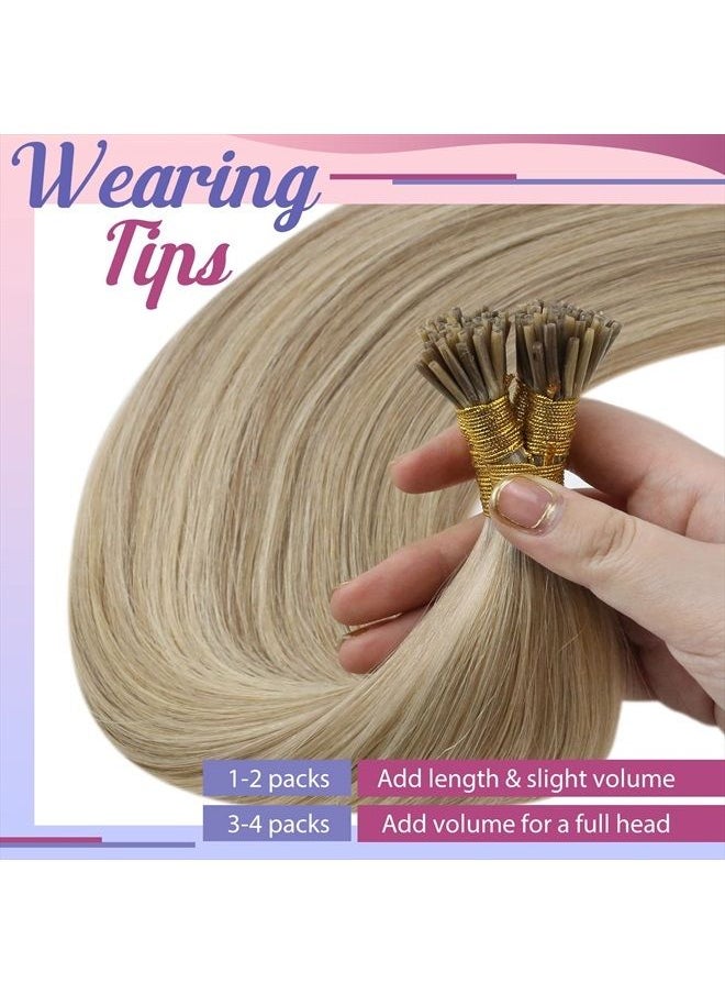 Sunny Hair Sunny Blonde I Tip Hair Extensions for Women Cold Fusion Hair Extensions I Tips Human Hair Golden Blonde Highlights Light Blonde Itip Real Hair Extensions Human Hair Straight 20inch 50g 50 strand  - Image 5