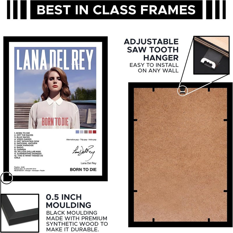 CodersParadise Lana Del Rey Wood-Born To Diie Wall Rectangular Poster Frames|8X12 Inch(A4 Size)|Hanging Wall Artwork Frames For Home Bedroom,Living Room And Walls Aesthetics|Framed Artworks,White - Image 5
