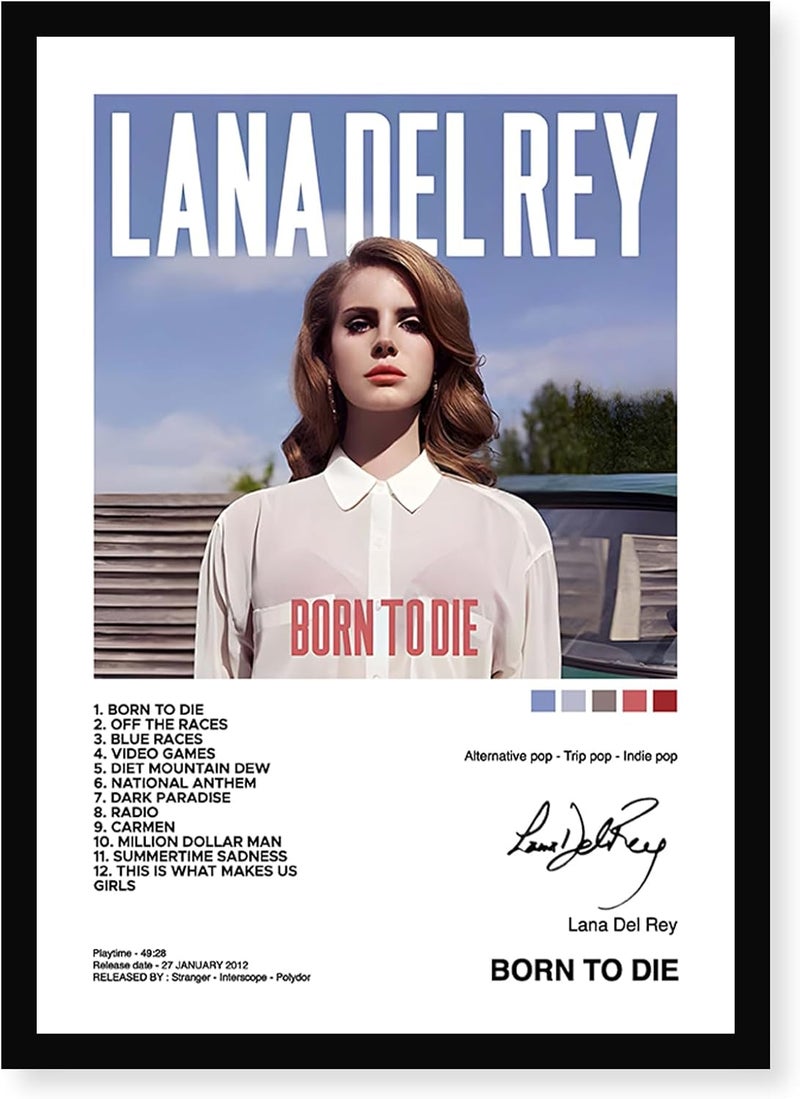CodersParadise Lana Del Rey Wood-Born To Diie Wall Rectangular Poster Frames|8X12 Inch(A4 Size)|Hanging Wall Artwork Frames For Home Bedroom,Living Room And Walls Aesthetics|Framed Artworks,White - Image 1
