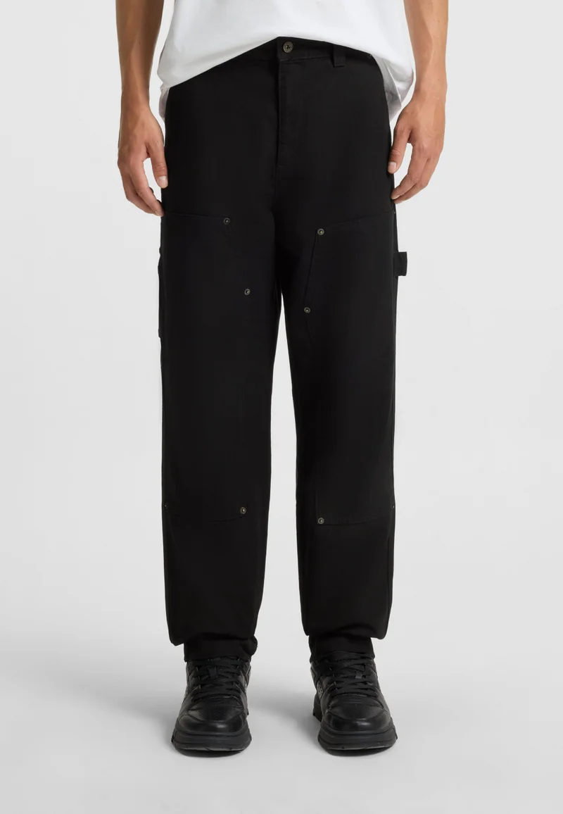 HUGO Tapered-fit trousers in cotton canvas