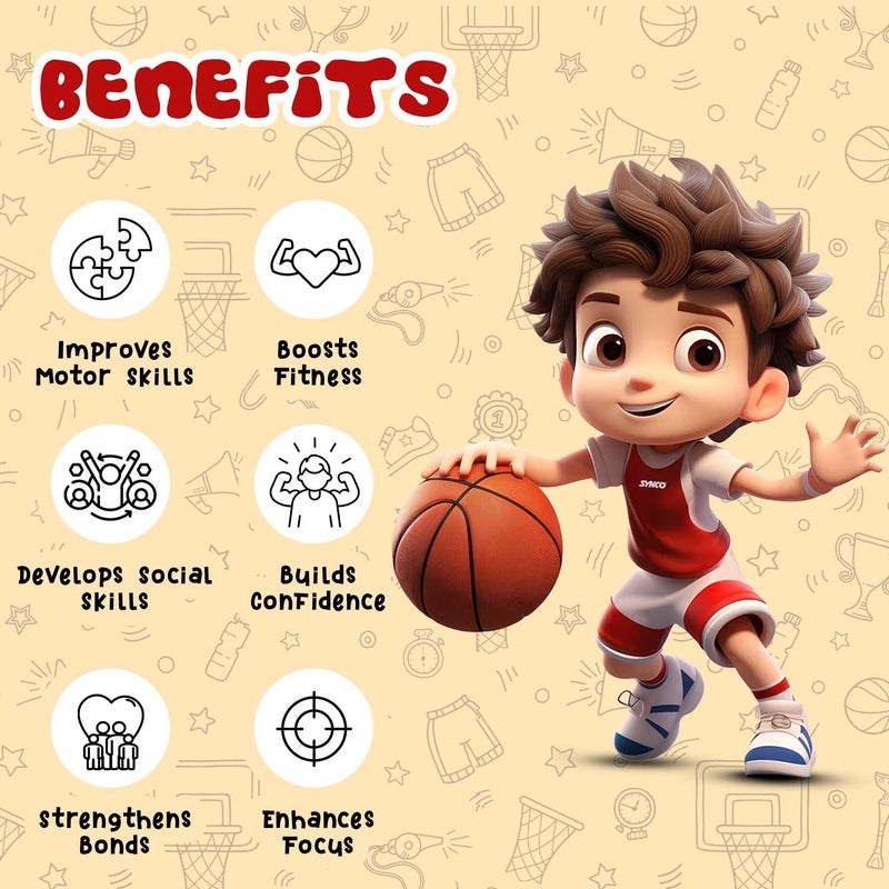 synco Little Champ Basketball for Kids | Junior Size for Children | Premium Rubber | Size -1 for Kids 1-4 Years Old (Orange) - Image 5