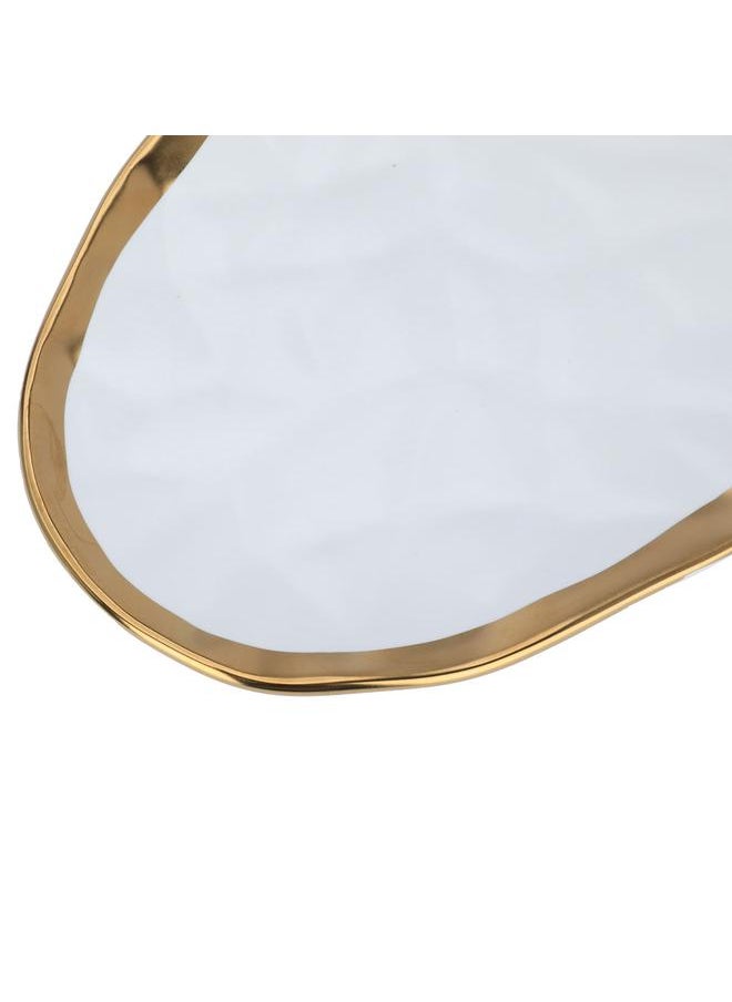 Alsaif Porcelain Serving Plate 31X18X2 Cm Oval With Golden Font White  - Image 3