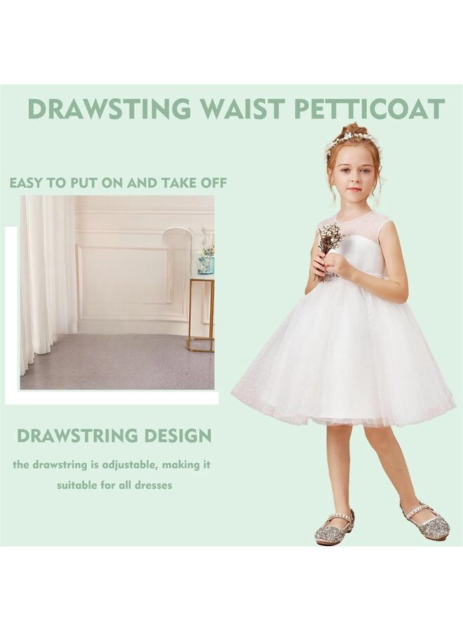 تنورة داخلية بيضاء للبنات، تنورة داخلية منفوشة للغاية بثلاث حلقات على شكل حرف A، تنورة داخلية منفوشة لحفلات الزفاف، ملابس داخلية كاملة قابلة للتعديل للأطفال للبنات - Image 3