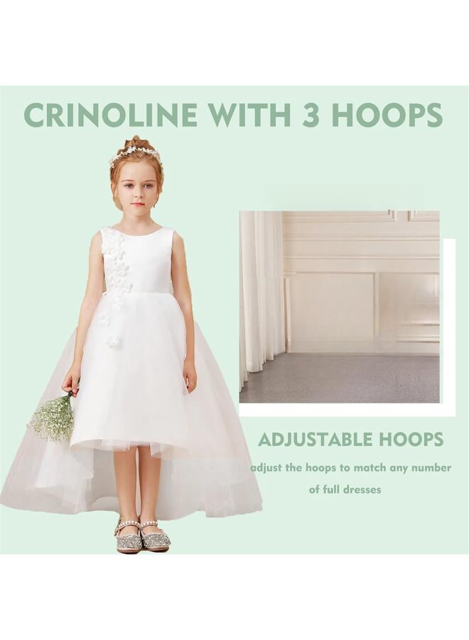 تنورة داخلية بيضاء للبنات، تنورة داخلية منفوشة للغاية بثلاث حلقات على شكل حرف A، تنورة داخلية منفوشة لحفلات الزفاف، ملابس داخلية كاملة قابلة للتعديل للأطفال للبنات - Image 4