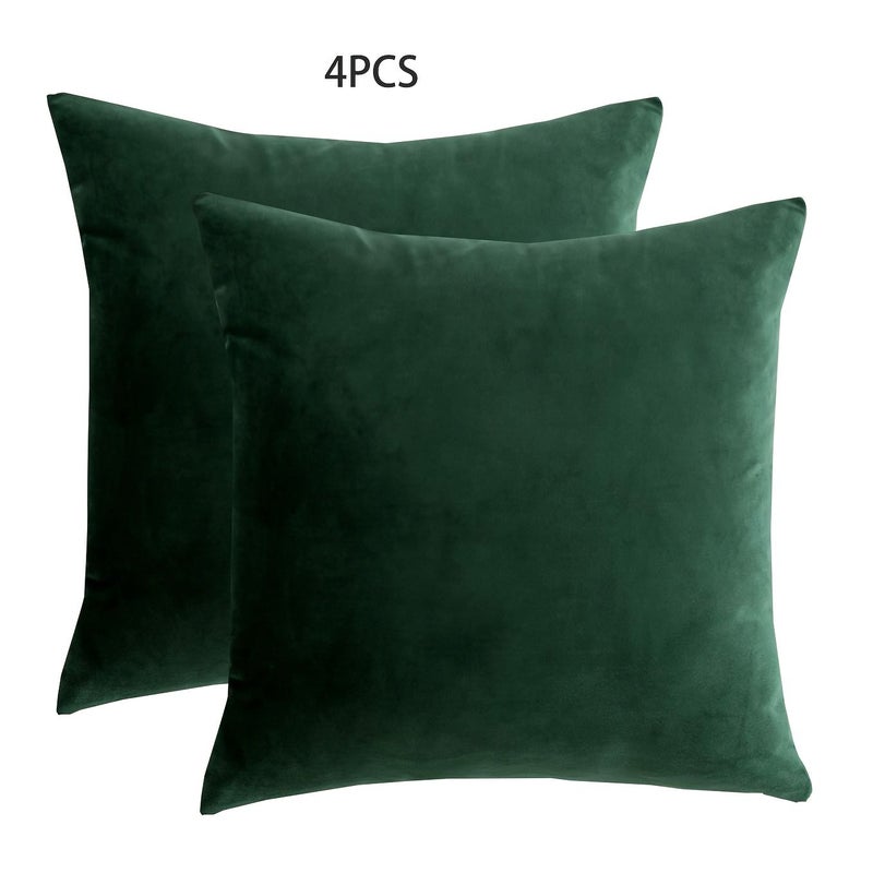 4 Pcs Solid Color Decorative Throw Pillow Covers Square Cushion Cover Pillowcase 17.72 X 17.72 Inch Dark Green For Sofa Couch Bedroom Living Room - Image 1