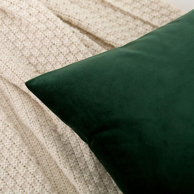 4 Pcs Solid Color Decorative Throw Pillow Covers Square Cushion Cover Pillowcase 17.72 X 17.72 Inch Dark Green For Sofa Couch Bedroom Living Room - Image 5