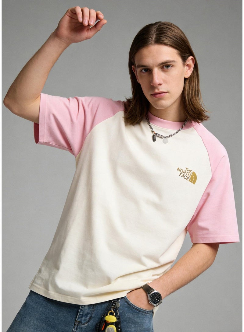 THE NORTH FACE Pink & White raglan T-shirt unisex loose casual couple short sleeve T-shirt - Image 5