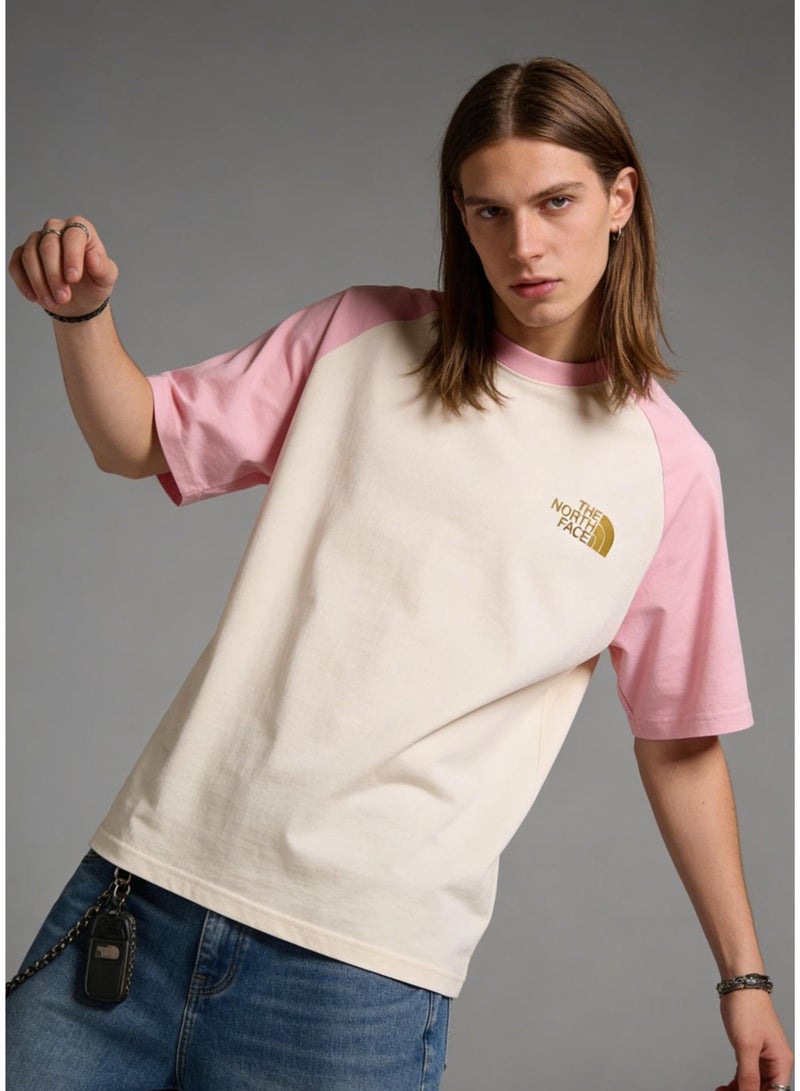 THE NORTH FACE Pink & White raglan T-shirt unisex loose casual couple short sleeve T-shirt - Image 2