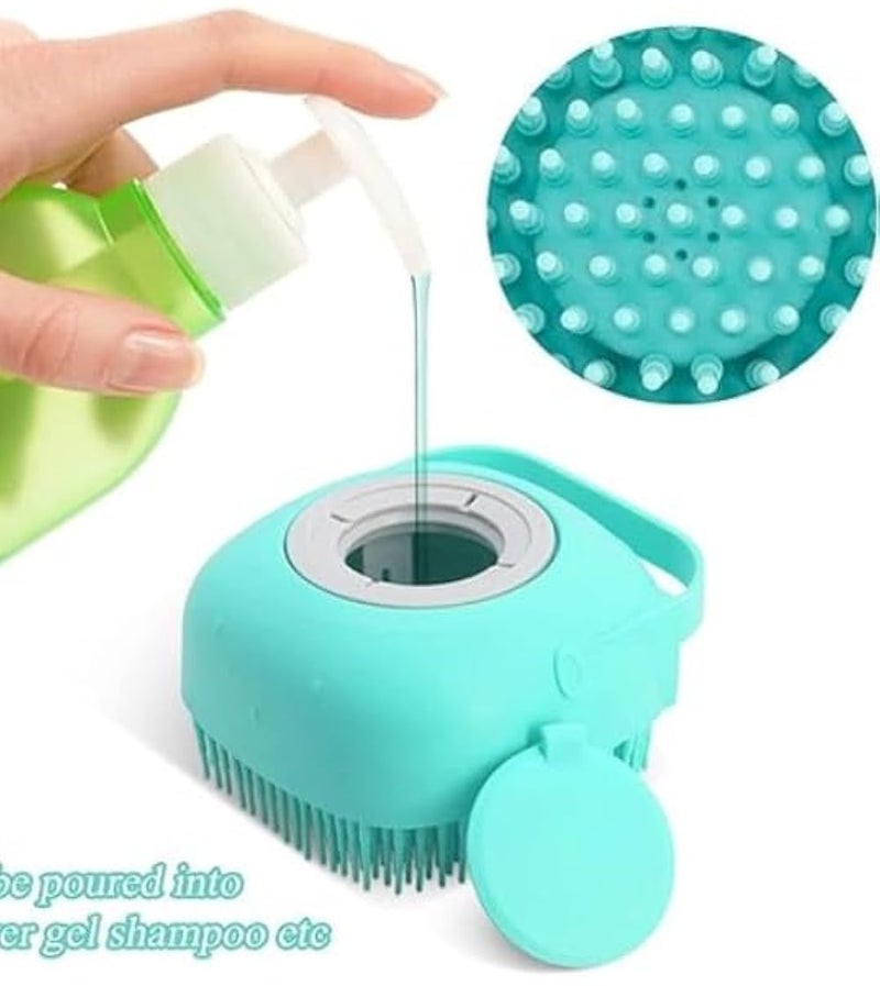 Silicone Bath Loofah with Reservoir, Massage Brush Exfoliating Bath and Shower Silicone with Soap Dispenser (Random color) - Image 2