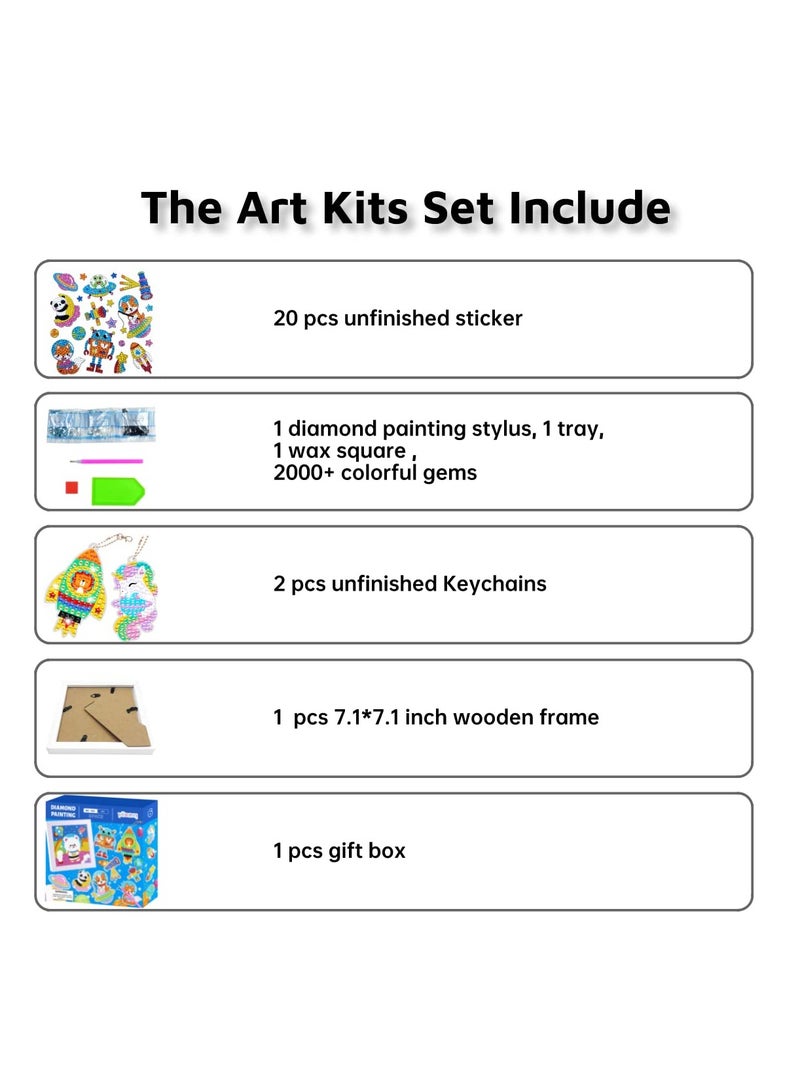 كابتن تيك 5D Mosaic Art Craft Kit for Kids Ages 8-12, Diamond Painting Keychain Set, Creative Gem Sticker Activity for Girls - Image 4