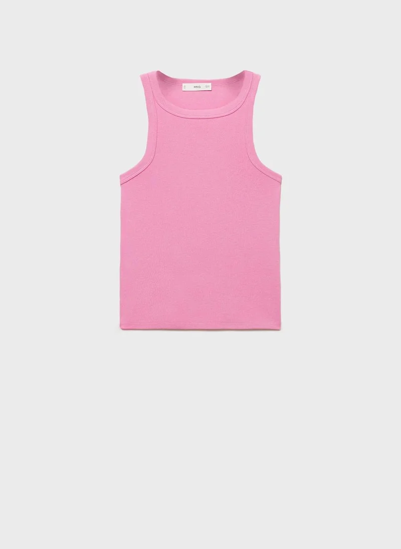 MANGO Ribbed Cotton-Blend Top