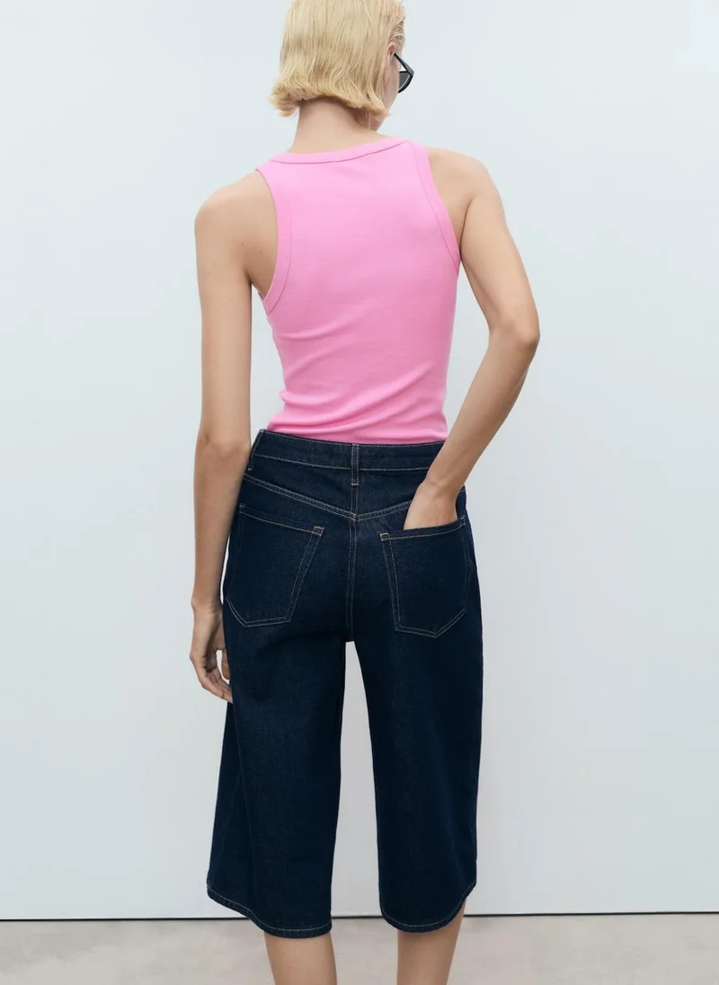 MANGO Ribbed Cotton-Blend Top
