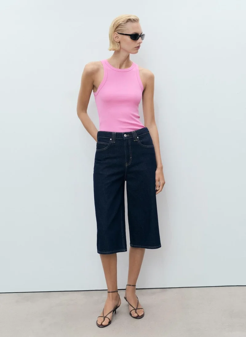 MANGO Ribbed Cotton-Blend Top