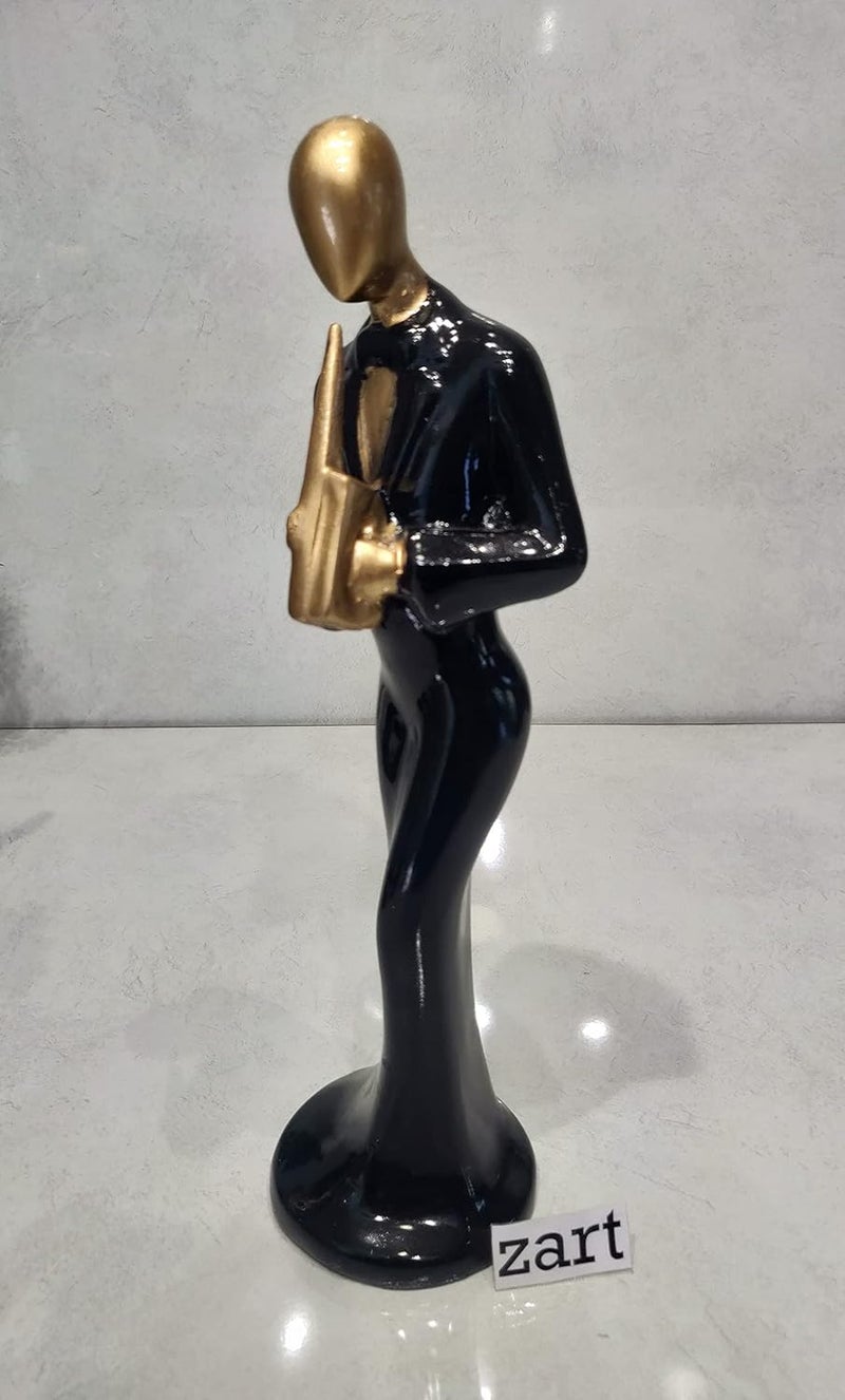 zart Home Decor and Home Decorative Polyresin Black Golden Lady Figurine for Living Room Perfect for Gifting Set of 1