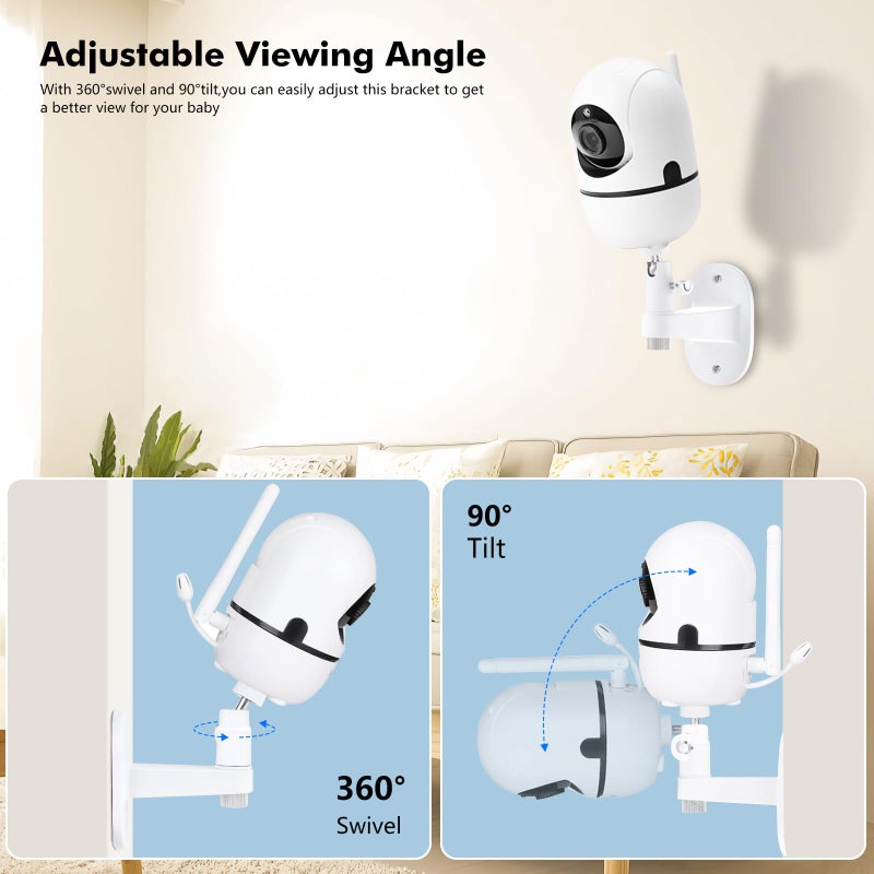 Annkoifu Baby Monitor Mount for HelloBaby HB65/HB40/HB6550/HB6560/HB6148/HB66/HB6339/HB6550 Pro, ANMEATE SM935E, 360Â° Adjustable Baby Camera Wall Mount for Hellobaby Monitor, Two Ways to Install - Image 5