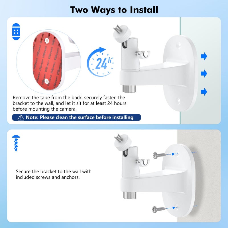 Annkoifu Baby Monitor Mount for HelloBaby HB65/HB40/HB6550/HB6560/HB6148/HB66/HB6339/HB6550 Pro, ANMEATE SM935E, 360Â° Adjustable Baby Camera Wall Mount for Hellobaby Monitor, Two Ways to Install - Image 3