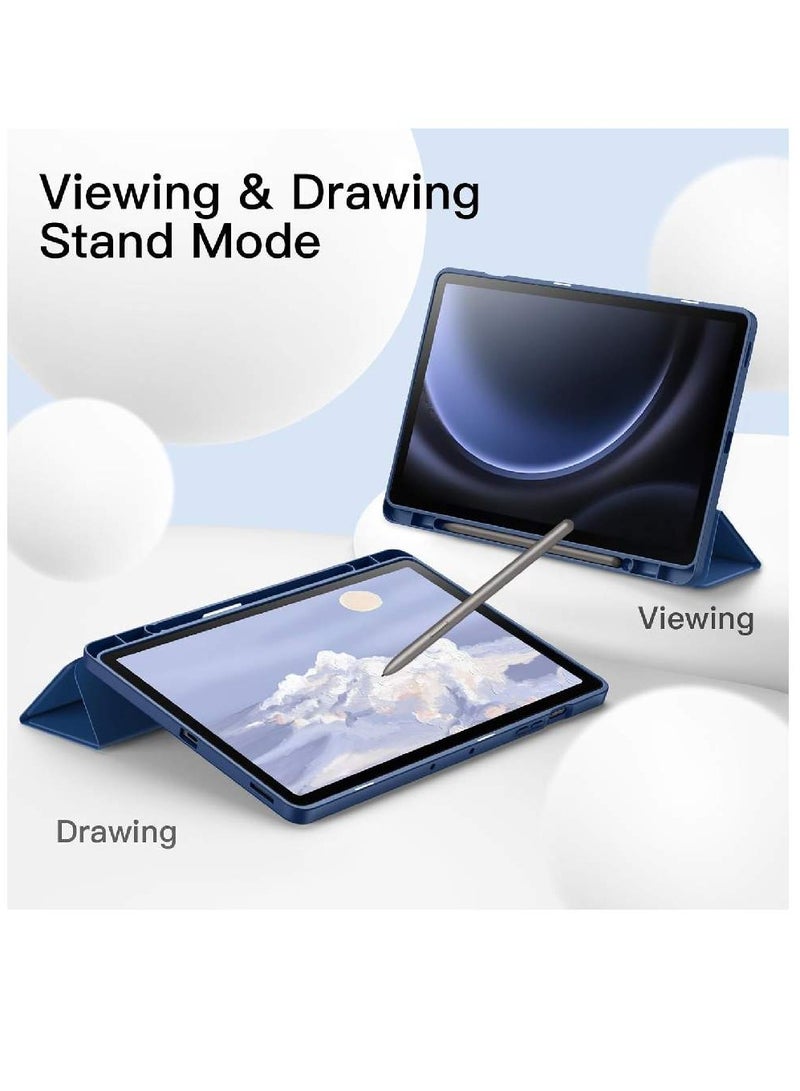 GENNEXT Case For Samsung Galaxy Tab S9 FE+ / S9 FE Plus 12.4-Inch with S Pen Holder, Soft TPU Tri-Fold Stand Protective Tablet Cover, Support S Pen Charging, Auto Wake/Sleep (Blue) - Image 5