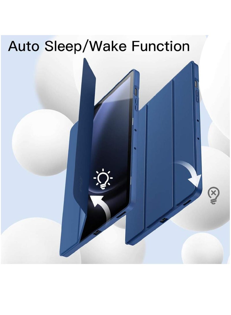 GENNEXT Case For Samsung Galaxy Tab S9 FE+ / S9 FE Plus 12.4-Inch with S Pen Holder, Soft TPU Tri-Fold Stand Protective Tablet Cover, Support S Pen Charging, Auto Wake/Sleep (Blue) - Image 4