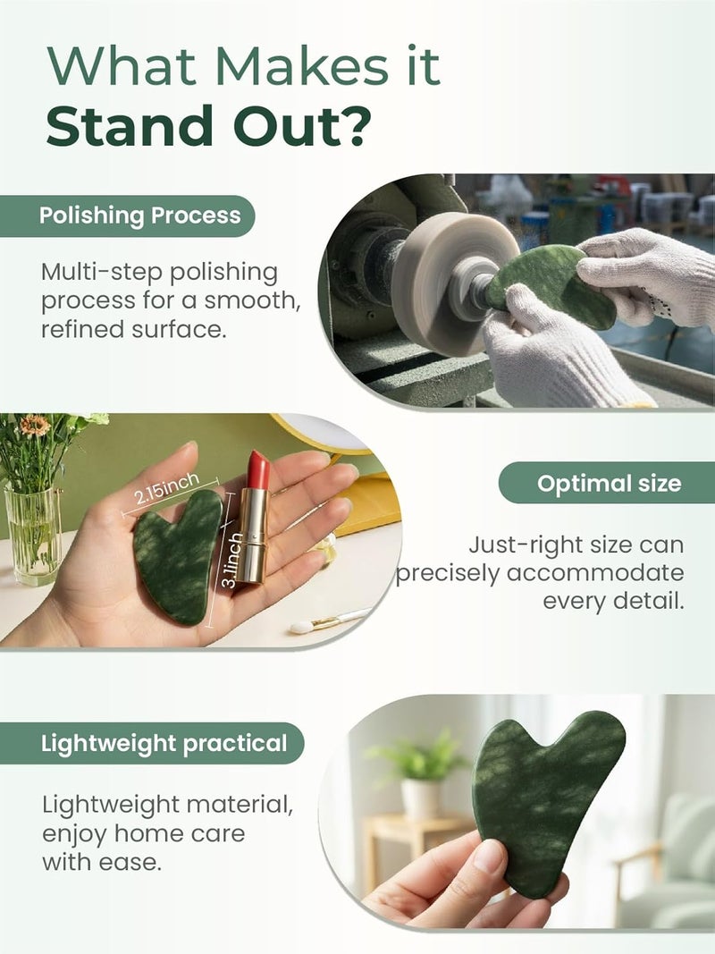 Gua Sha Facial Tools - Natural Jade Stone Scraping Massage Tool for Face Acupuncture Therapy - Image 4