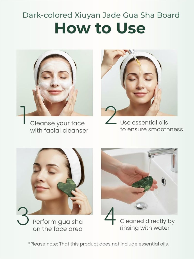 Gua Sha Facial Tools - Natural Jade Stone Scraping Massage Tool for Face Acupuncture Therapy - Image 5