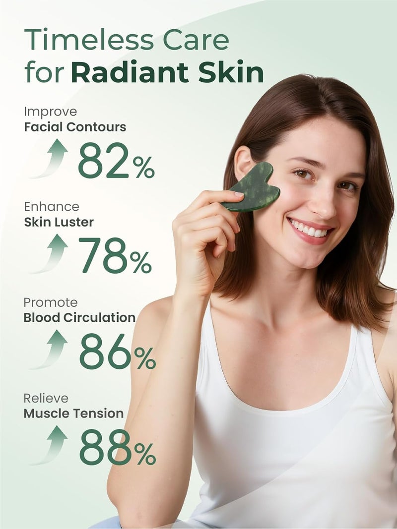 Gua Sha Facial Tools - Natural Jade Stone Scraping Massage Tool for Face Acupuncture Therapy - Image 2
