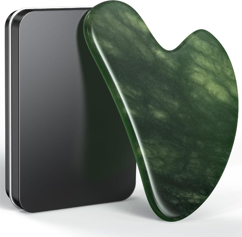 Gua Sha Facial Tools - Natural Jade Stone Scraping Massage Tool for Face Acupuncture Therapy - Image 1