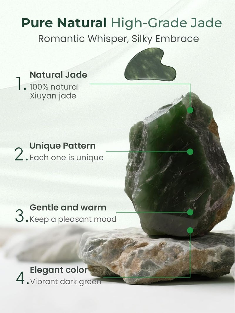 Gua Sha Facial Tools - Natural Jade Stone Scraping Massage Tool for Face Acupuncture Therapy - Image 3