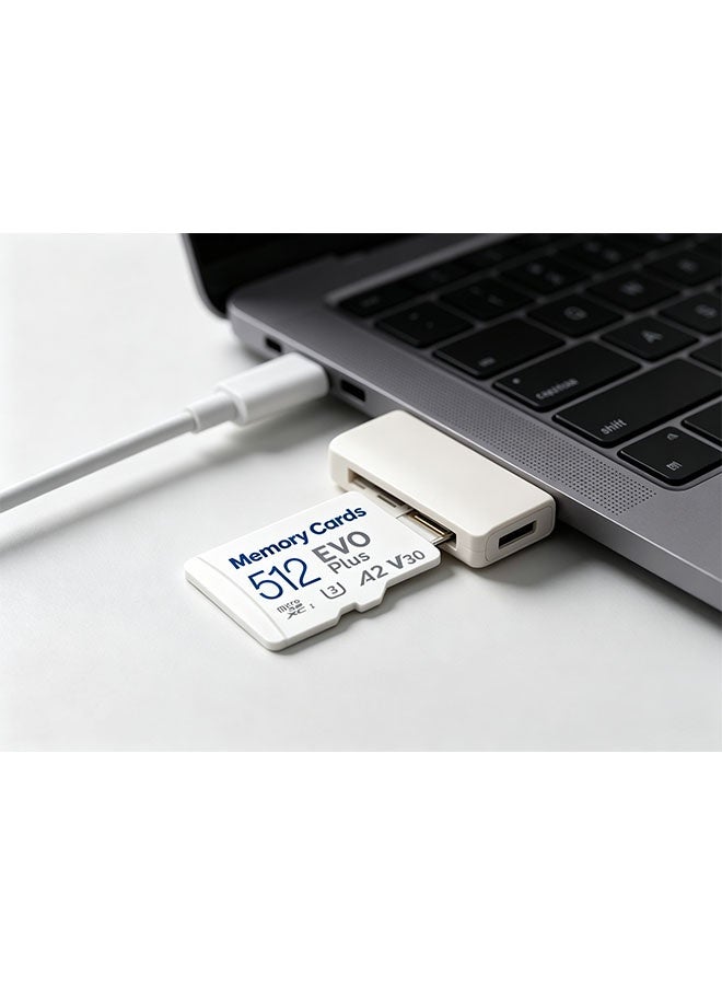 بطاقة ذاكرة SD EVO Plus 512 جيجابايت مع محول، بطاقة ذاكرة Micro SD، سعة تخزين ممتدة تصل إلى 130 ميغابايت/ثانية، لـ PS5 وPS4 وSwitch وآلات اللعب والهواتف الذكية والكاميرات والأجهزة الأمنية GoPro ودوش كاميرا 512 جيجابايت - Image 2