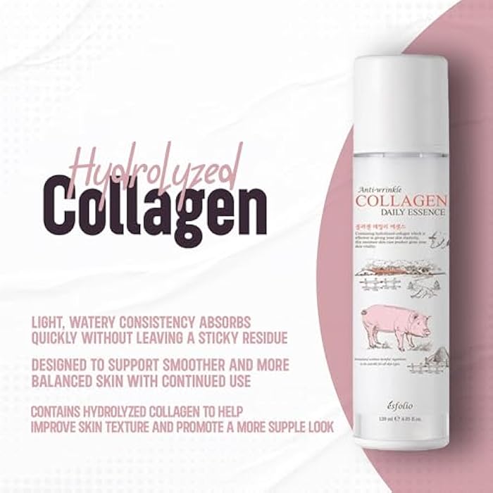 Esfolio Collagen Daily Essence – Hydrating & Firming Face Serum, Anti-Aging Korean Skincare with Hydrolyzed Collagen, Moisturizing for All Skin Types, 4.05 FL OZ - Image 2