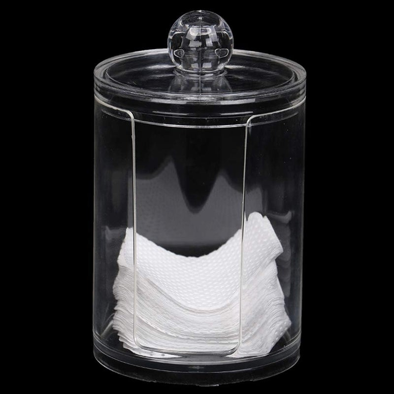 EARTHCONE Cotton Swab Holder, Acrylic Pad Holder with Lid, Earbud Storage Container for Bathroom Vanity Makeup Organizer Box (Round) - Image 1